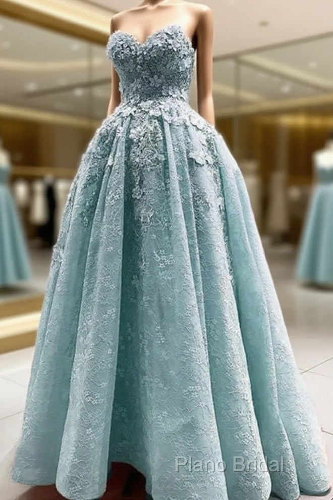 Light Blue Lace High Low Hem Dresses Main image