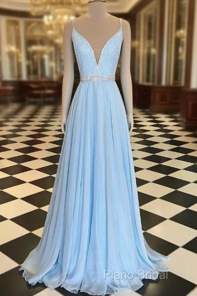 Light Blue Formal Prom Dresses Long , Dresses For Graduation Party, Formal Dresses, Formal Dresses