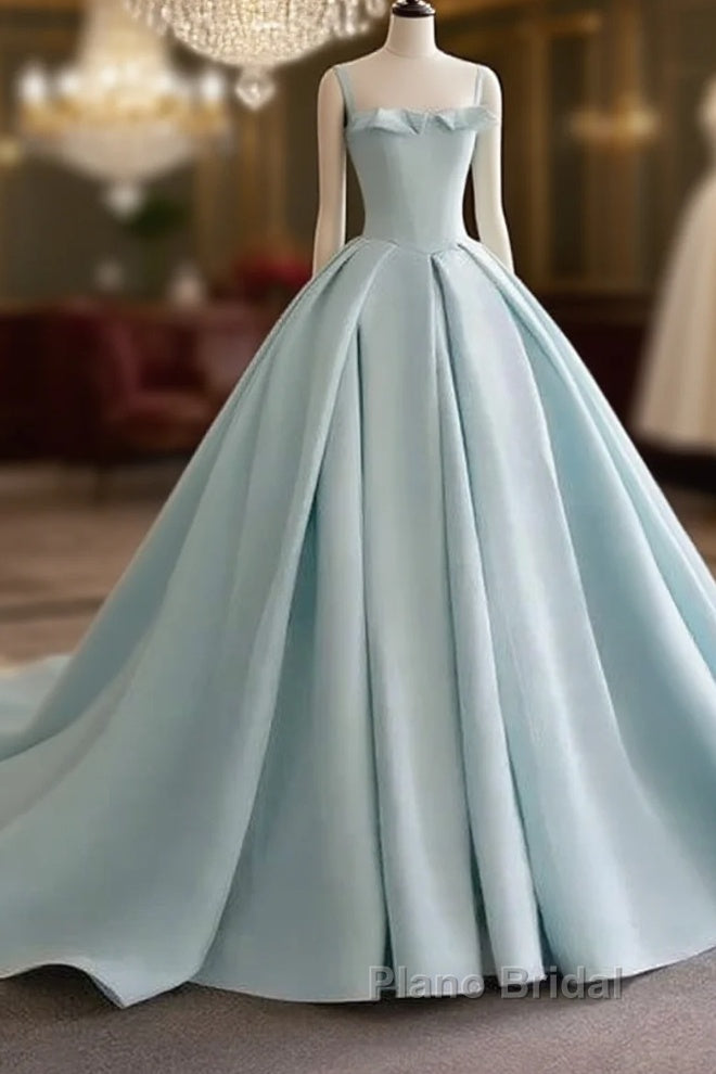Light Blue Satin Long Ball Gown Quinceanera Dresses Princess Dresses Formal Prom Dresses Main image