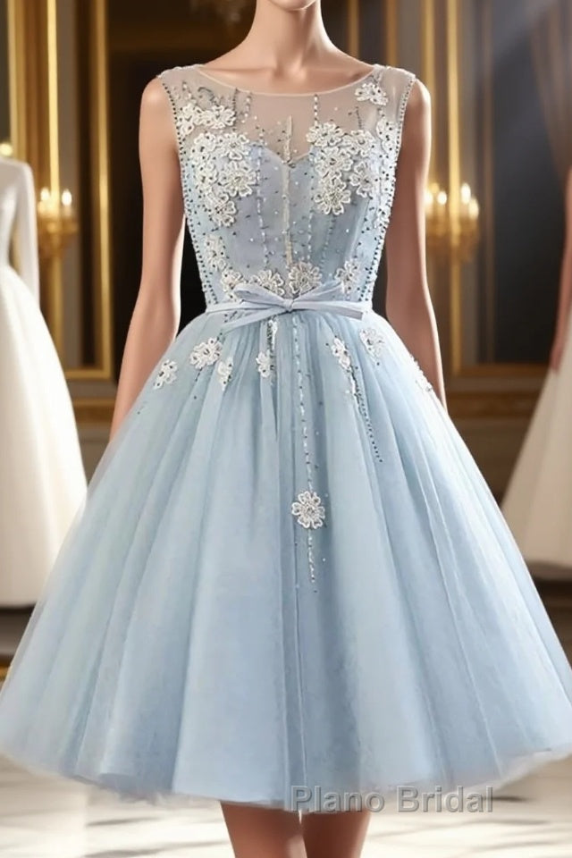 Light blue tulle short Formal Prom dress, blue homecoming dress Main image