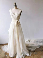 Light Champagne Chiffon Long Wedding Dresses