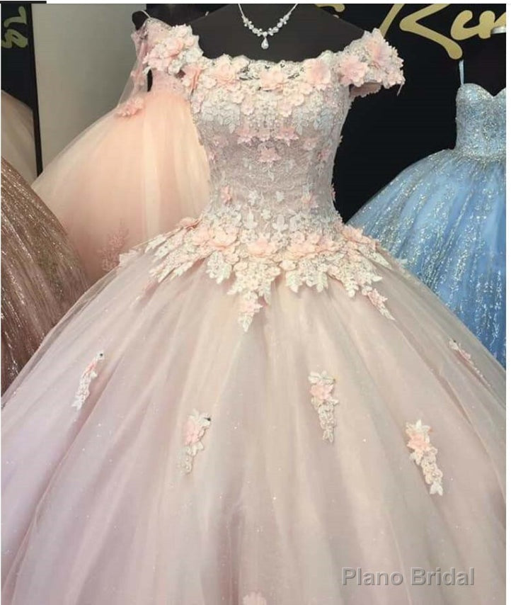 Light Champagne Long Sweet 16 Dresses Quinceanera Celebrity Gown Ball Gowns With Flowers Main image