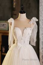 Light Champagne Spaghetti Strap Short Formal Prom Dresses, Cute A-Line Tulle Evening Party Dresses