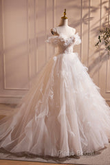 Light Champagne Spaghetti Strap Tulle Long Formal Prom Dresses, Beautiful A-Line Formal Dresses