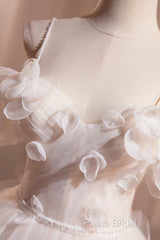 Light Champagne Spaghetti Strap Tulle Long Formal Prom Dresses, Beautiful A-Line Formal Dresses