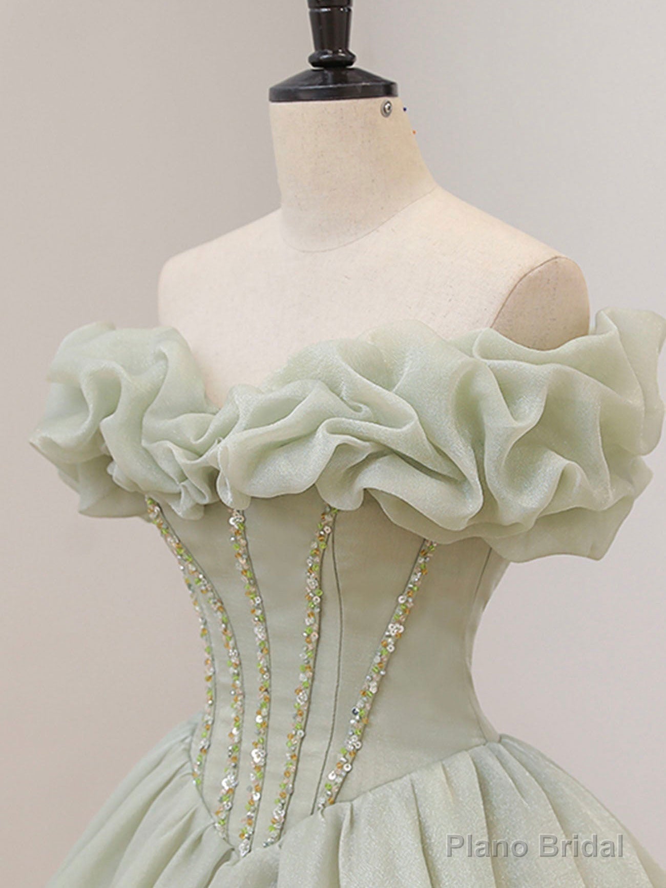 Light Green Ball Gown Beaded Sweet 16 Dress Green Prom Dress Formal Dress prom dresses shops