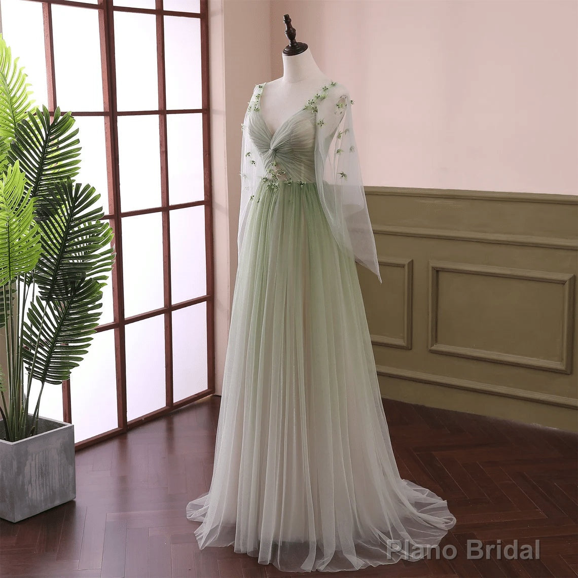 Light Green Gradient Soft Tulle Long Junior Prom Dress Green Formal Dress Party Dress prom dresses shops Secondary image