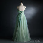 Light Green Gradient Straps Long A-line Prom Dress, Evening Dress Party Dresses