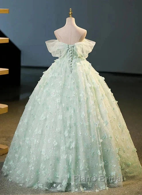 Light Green Lace Sweetheart Long Formal Dresses Formal Prom Dresses Off Shoulder A Line Floor Length Beautiful