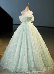 Light Green Lace Sweetheart Long Formal Dresses Formal Prom Dresses Off Shoulder A Line Floor Length Beautiful