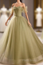 Light Green Sweetheart Tulle Long Formal Dresses, Light Green Formal Prom Dresses Party Dresses