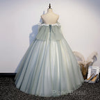 Light Green Tulle Long Party Dresses Sweet 16 Dresses, Off Shoulder Formal Prom Dresses