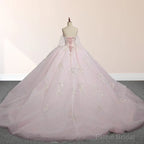 Light Pink Ball Gown Appliqued Quinceaera Dresses