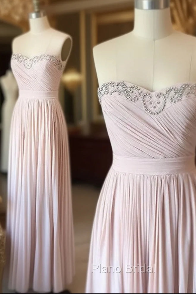 Light Pink Sweetheart Long Formal Prom Dresses, Evening Dresses