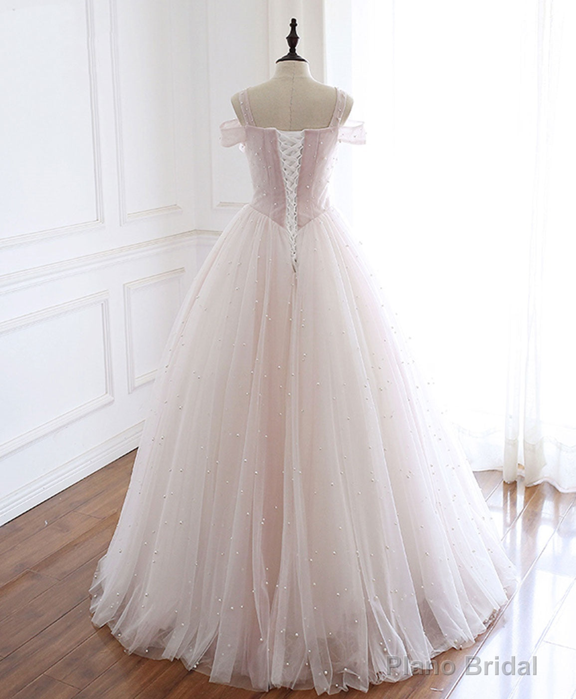 Light Pink Tulle Long Prom Dress Pink Tulle Formal Graduation Dresses Secondary image