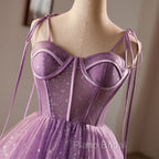 Light Purple Knee Length Straps Party Dresses, Light Purple Homecoming Dresses