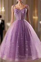 Light Purple Knee Length Straps Party Dresses, Light Purple Homecoming Dresses