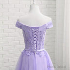 Light Purple Short Bridesmaid Dress , Tulle with Lace New Formal Dresses
