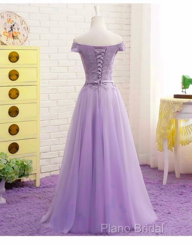 Light Purple Sweetheart Lace Applique Off Shoulder Formal Prom Dresses Secondary image