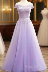 Light Purple Sweetheart Lace Applique Off Shoulder Formal Prom Dresses