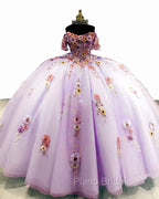 Light Purple Tulle Floral Embrodiery Quinceanera Dresses
