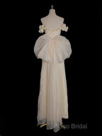 Light Yellow A-Line Satin Off-Shoulder Tulle Long Formal Prom Dresses Graduation Formal Prom Dresses Wedding Dresses