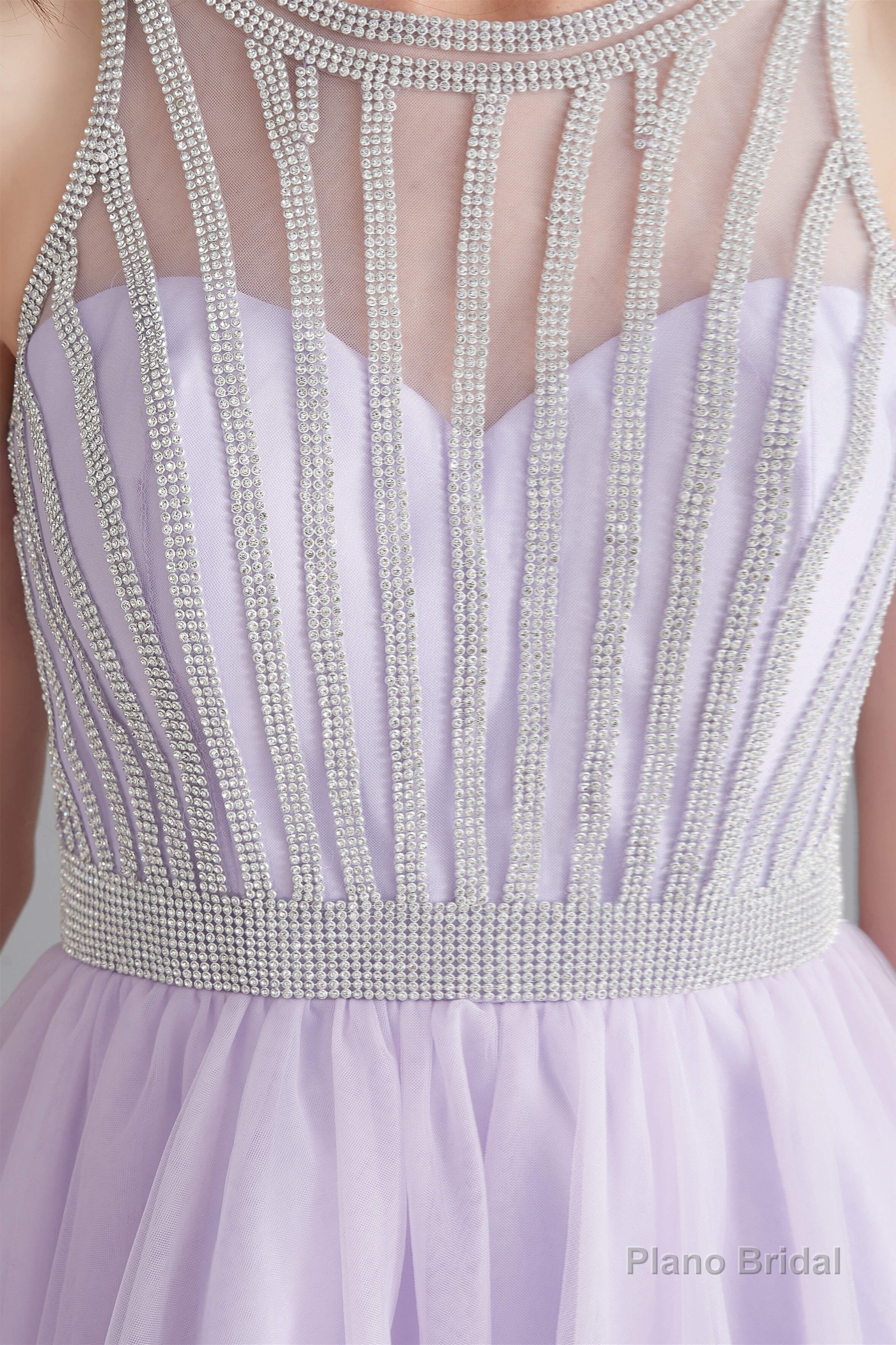 A-Line Tulle Sleeveless Beading Homecoming Dresses