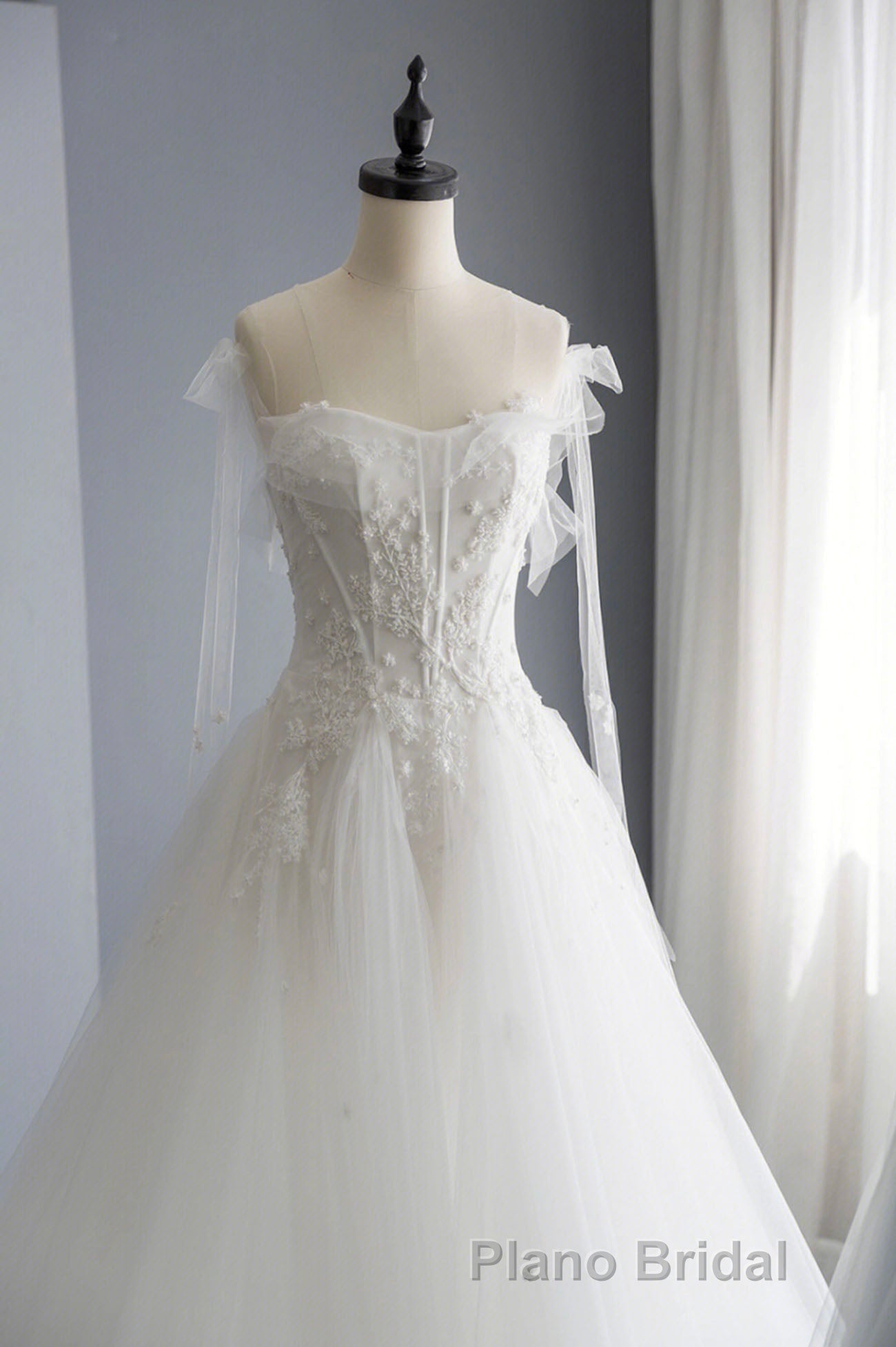 A-Line Tulle Lace Long Formal Prom Dresses, Evening Party Dresses