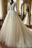 Long A-line Organza Lace Wedding Dresses with Sleeves