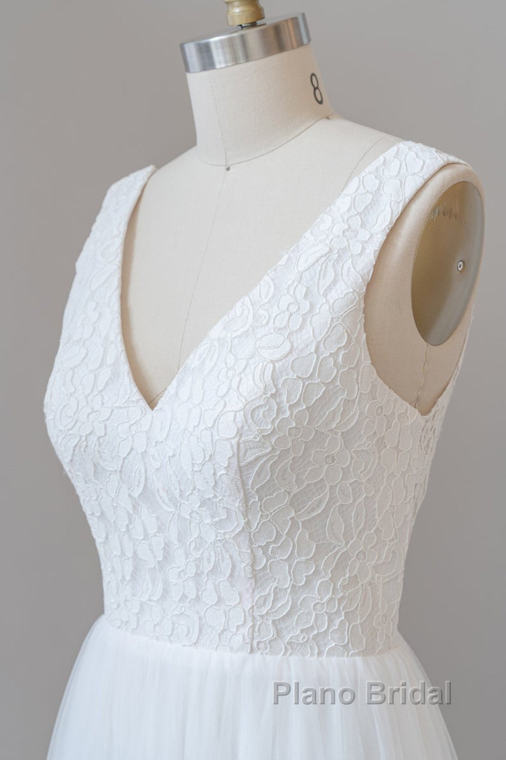 Long A-line Straps V-neck Chiffon Open Back Wedding Dress Secondary image