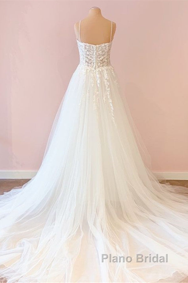 Long A-Line Sweetheart Tulle Appliques Lace Wedding Dress Secondary image