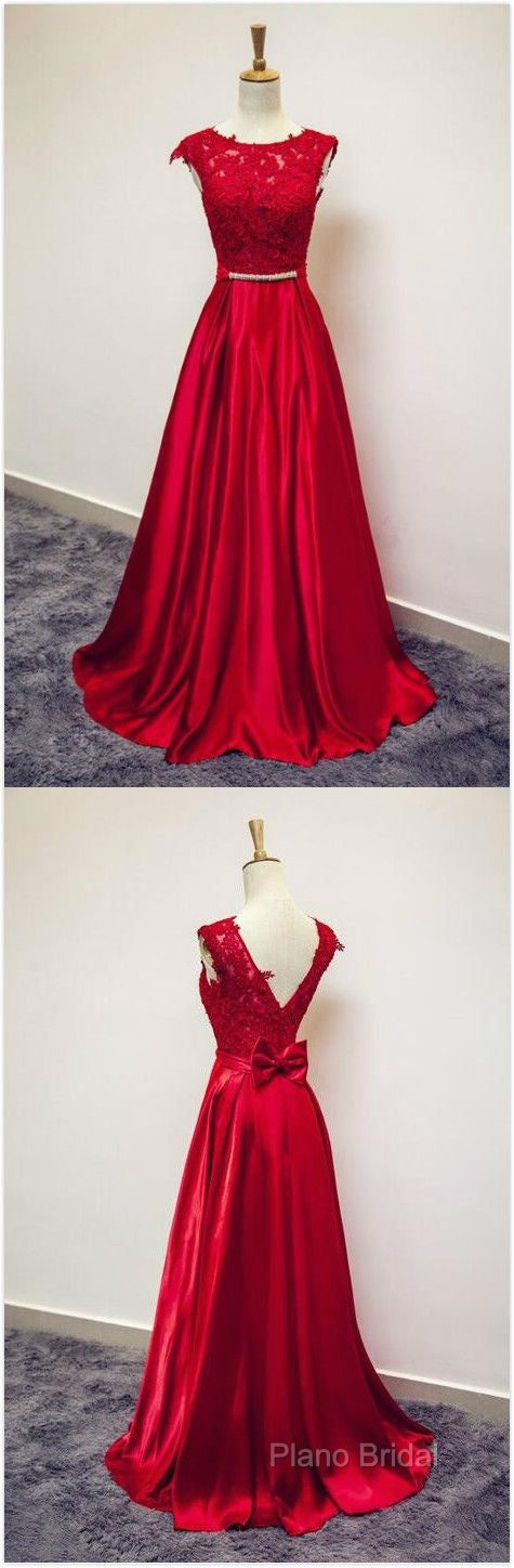 Long Applique Lace Formal Prom Dresses,Stain Formal Prom Dresses Secondary image