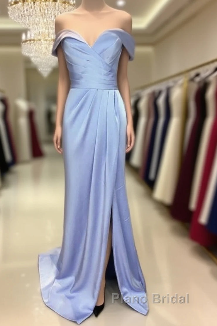 Long Chiffon V-Neck Off Shoulder Formal Dresses Leg Slit Bridesmaid Dresses Main image