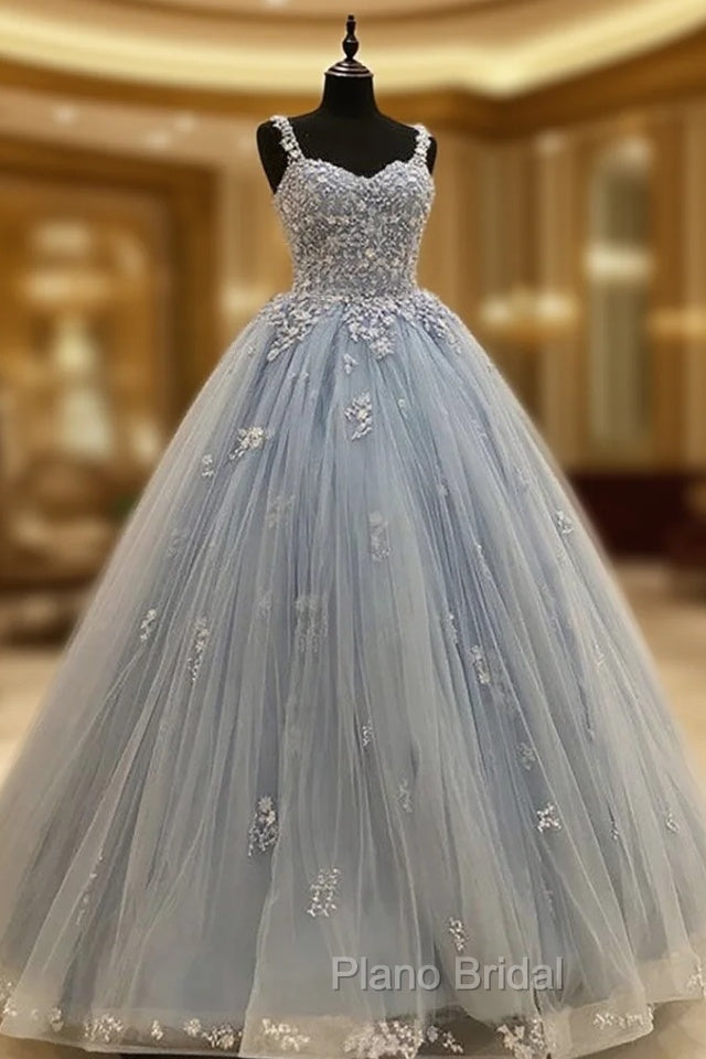Long/Floor-Length Sweetheart Tulle Ball Gown Formal Prom Dresses With Lace