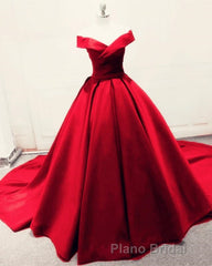 Long Green Satin V-neck Ball Gowns Formal Prom Dresses Off The Shoulder