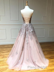 Long Lace Formal Prom Dresses with Corset Back, Long Lace Formal Evening Graduation Dresses