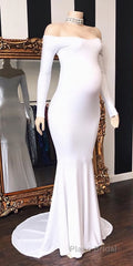 Long Mermaid Off-the-shoulder Pregnant Formal Evening Dresses with Sleeves