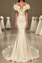 Long Mermaid Sweetheart Satin Formal Prom Dresses