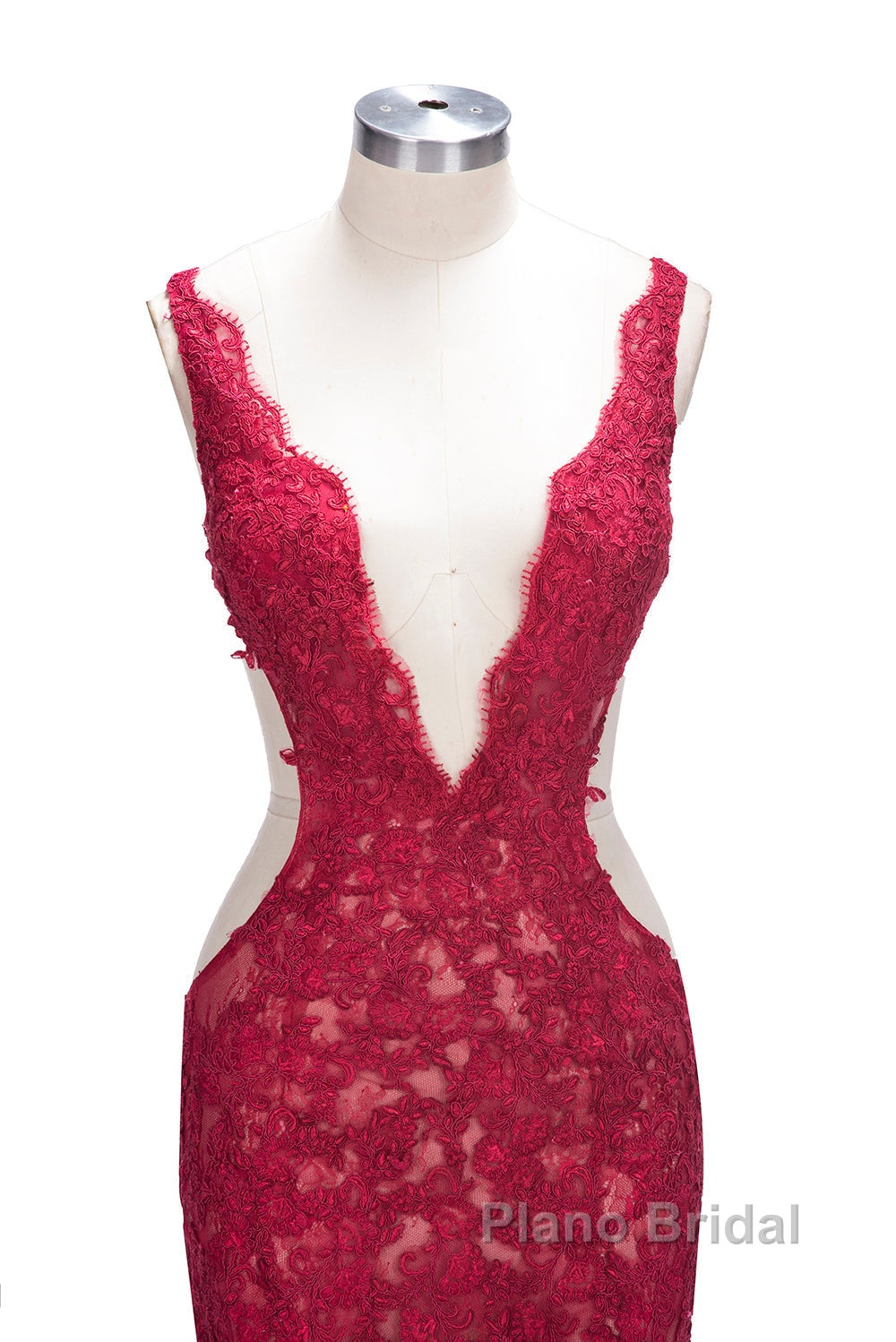 Long Mermaid V-neck Lace Appliques Formal Prom Dresses with Slit