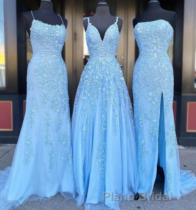 Long Formal Prom Dresses with Applique,8th Graduation Dresses School Dance Sky Blue Prom Dresses Secondary image