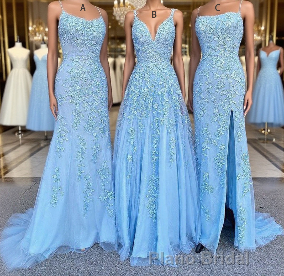 Long Formal Prom Dresses with Applique,8th Graduation Dresses School Dance Sky Blue Prom Dresses Main image