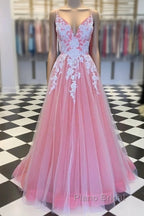 Long Formal Prom Dresses With Appliques And Beading,Evening Dresses,Charming Dance Dresses