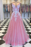 Long Formal Prom Dresses With Appliques And Beading,Evening Dresses,Charming Dance Dresses