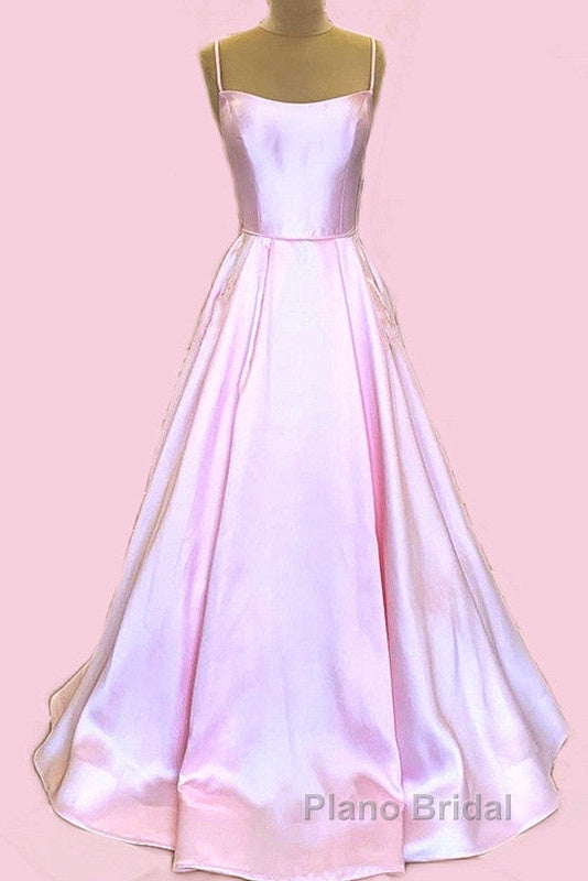 Long Satin Formal Prom Dresses Spaghetti Straps Strapless