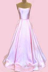 Long Satin Formal Prom Dresses Spaghetti Straps Strapless