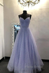 Long Sequin Lavender Sweetheart Beading Formal Prom Dresses