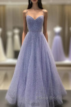Long Sequin Lavender Sweetheart Beading Formal Prom Dresses