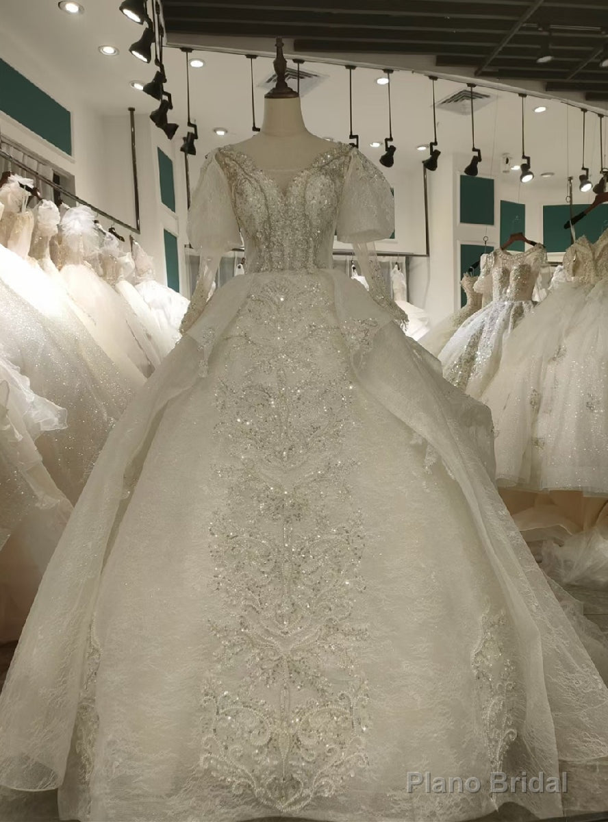 Long Sleeve Appliques Beading Wedding Dress Main image