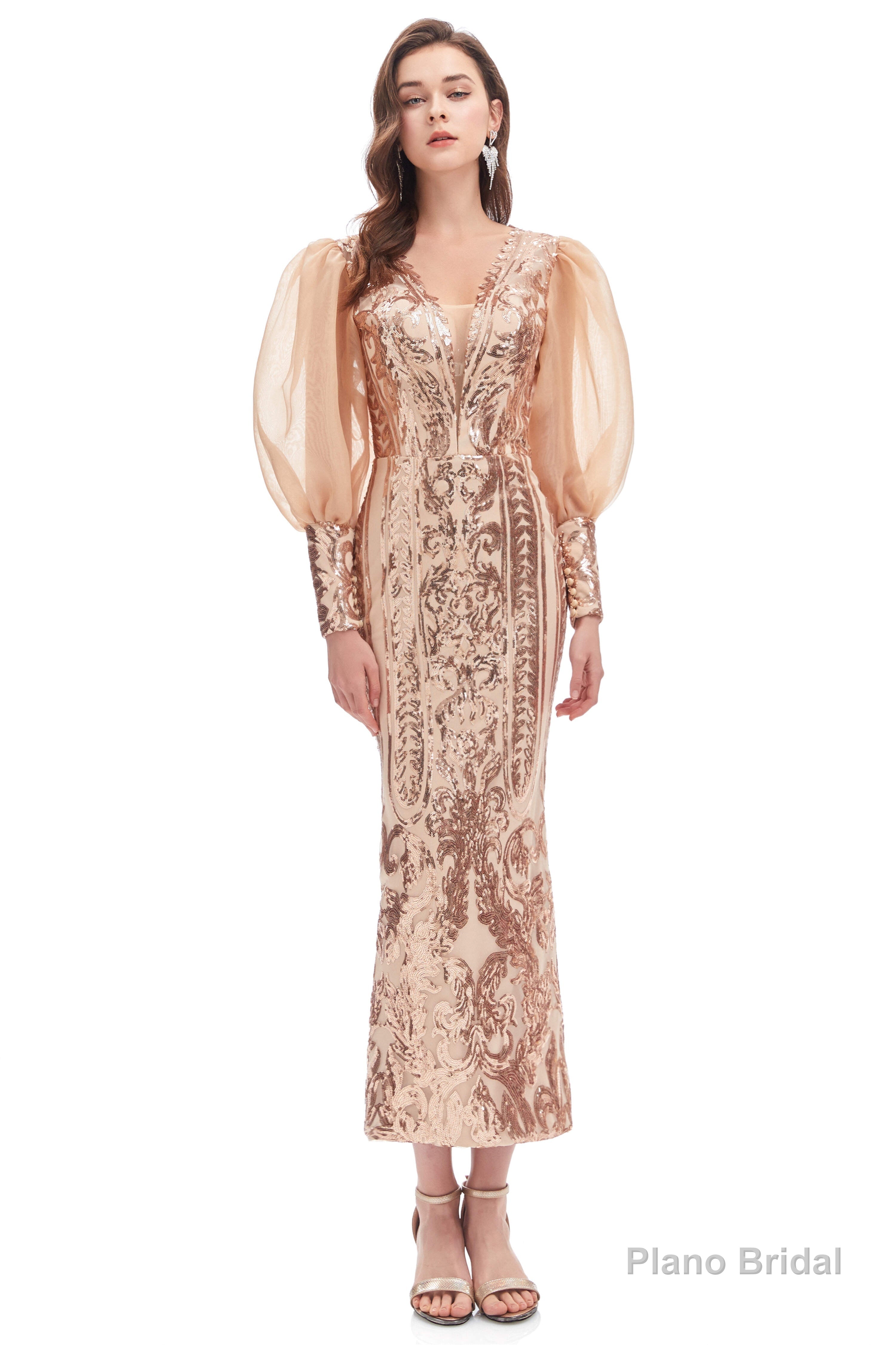 Long Sleeve Tea Length Prom Dresses Secondary image