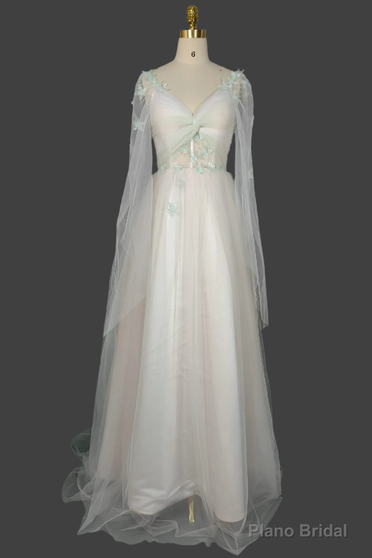 Long Sleeves Gradient Tulle Prom Dresses Floor Length Party Dresses Main image